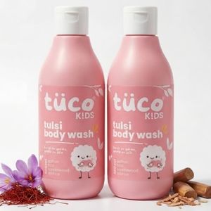 Tuco® Kids Body Wash/Shower Gel | Infused with Sandalwood Oil, Tulsi and Saffron | Gently Cleanse, Soothe, and Nourish | Ages 2-5, 5-10, 10-15 | SLS/SLES and Paraben Free | 300 ml (Pack of 2)