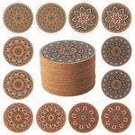 STARUBY 12 Pcs Cork Coasters, Coasters for Drinks, Coasters for Coffee Table, for Drinks Absorbent Kitchen Dining Room Decoration 10cm Round Flower1