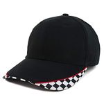 Armycrew Racing Flag Designed Bill Structured Baseball Cap, Black, One Size