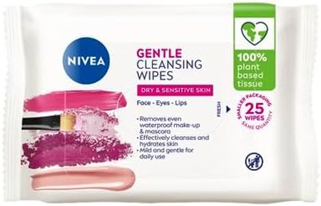 NIVEA Biodegradable Face Wipes for Dry Sensitive Skin (25 pack), Biodegradable Wipes Made with 100% Plant-based Tissue, Make-Up Wipes, Face Wipes Makeup Remover with Almond Oil, Make-Up Wipes, Face Wipes Makeup Remover with Almond Oil, makeup remover wipes, wet wipes for face, face wipes for oily skin, make up remover pads, cleansing wipes, face cleasing wipes, best face wipes