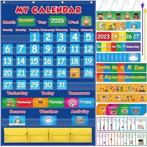 Aizweb Classroom Calendar Pocket Chart,Monthly Calendar for Kid Preschool Kindergarten Classroom Elementary Must Haves,Classroom Decorations Decor,Homeschool Teacher Supplies,Back to School Supplies
