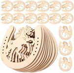 EXCEART 48pcs Wood Discs Slices Horseshoe Shape Unfinished Wooden Cutouts for Christmas Craft DIY Home Decoration