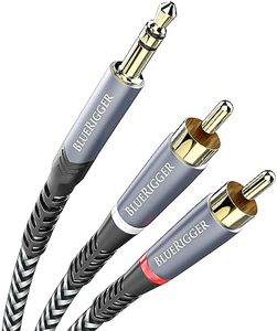 BLUERIGGER 3.5mm to RCA Audio Cable, 7.6M - (Male Stereo RCA to AUX, RCA Y Splitter Cord, Headphone Jack Adapter) - Compatible with Smart Phone, MP3 Player, HDTV, Laptop, Home Theater, Speaker