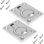 Yakamoz 2pcs Flush Ring Pull Handles Stainless Steel Boat Hatch Latch Cabinet Flush Mount Lifting Ring Pull Handle with 8pcs Mount Screws