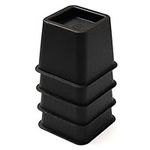 HOME COMPOSER 3 inch Bed Risers Set of 4, Heavy Duty Stackable Furniture Risers Lifters for Beds, Sofa, Tables and Chairs, Black Bed Elevator with 2.8" Square Recess