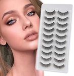Glowingwin False Eyelashes Natural Faux Mink Lashes Fluffy Dramatic Lashes Cat Eyes Wispy 10pairs Pack Light Volume 6D Short Fake Eyelashes Strip Lashes