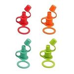 QRONCES 4Pcs Water Bottle Adapter Protects Kids Adult Mouth Portable Silicone Bottle Cap Leak Proof Bottles Top Spout Adapter Water Bottle Cap Protects Kids Mouth Nospill