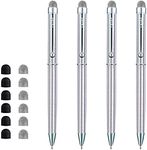 ChaoQ Mesh Stylus Ballpoint Pens (Black Ink), for iPad, iPhone, Kindle Fire All Capacitive Touch Screen Devices, with 6 Replaceable Mesh Tips and 6 Replaceable Rubber Tips (4 Pack/Silver)