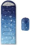 HOSIMA Sleeping Bags for Boys Girls Kids,Starry Sky Printed Lightweight Warm Portable Outdoor Indoor-Waterproof Cold Weather Resistant Sleeping Bag for Camping Hiking(Sky)