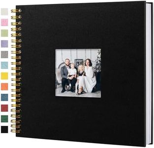 Hiwhy Scrapbook Photo Album Linen Cover, 12 x 12 Inch Hardcover Kraft White Pages Memory Book, for Travel Wedding Guest Book Christmas Baby Shower (40 Sheets/ 80 Pages,Black)