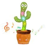 Edencomer Dancing Talking Cactus Toy, Singing & Repeating What You Say with Fun Sounds - Interactive Voice Recording Plush Toy for Kids, Cactus Toy Easter Gifts for Boys Girls Adults