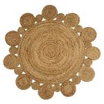 GRUHUM Handwoven 3ft Jute Area Rug Natural Fiber Round Boho Farmhouse Rustic Vintage Soft Braided Reversible Eco Friendly Rugs for Indoor Kitchen Bedroom Living Room Hallways (3' ft Circle)