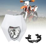 AnXin Dirt Bike Headlight Motorcycle Headlamp Front Headlight Universal For EXC250 SX250 SXF250 EXC450 SX350 SXF450 EXC525 Etc Most Dirt Pit Bike Enduro Supermoto - White