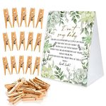 Don't Say Baby Game for Baby Shower Clothespin Game, One 5x7 Coated Paper Sign and 50 Natural Clothespins, Succulent Theme, Gender Neutral -NDSBB28