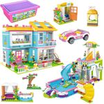 Friends House Building Kit, Family House Swimming Pool Party Building Blocks Sets for Kids Boys Girls Aged 6-12 (1736 Pieces)