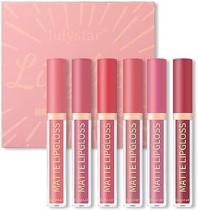 6pcs Matte Lip Stain Liquid Lipstick Red Nude Gift Set, Long Lasting Waterproof Velvet Lip Gloss Set, Longwear Pigmented Full-coverage Lip Makeup Holiday Birthday Xmas for Girls and Women