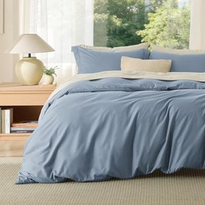 Bedsure Duvet Cover Oversized King Size - Soft Double Brushed Bedding Set for Kids & Adults, Zipper Closure, 3 Pieces, Includes 1 Duvet Cover (120"x98") & 2 Pillow Shams, NO Comforter, Dusty Blue