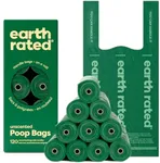 Earth Rated Dog Poop Bags with Handles on Refill Rolls, Easy-Tie Handle Bags on a Compact Roll, Extra Wide Opening, Guaranteed Leak-Proof, Unscented, 120 Count