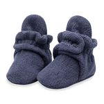 Zutano Boys' Cozie Fleece Baby Booties with Grippers, Denim Navy, 18M (12-18 Months)