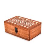 Indus Lifespace Jewellery box Mango Wood Hand carved Multipurpose Keepsake Storage Travel Organizer | Vintage Decorative Chest Trinket Holder (20.32cm x 12.7cm x 7.62cm)