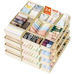 DIMJ Drawer Organizer Clothes 24 Pack - Foldable Baby Organizers and Storage & Dresser Organizer for Bedroom, Closet - Nursery Organization Dresser Dividers for underwear, Sock,Bra, Belt, Tie, Beige