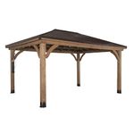 Backyard Discovery Barrington 100% Cedar Wood Gazebo | Heavy Duty Hardtop Outdoor Shelter for Garden and Patio | Steel Roof | Waterproof & Weather Resistant | Powerport | 4.9m x 3.7m (16ft x 12ft)