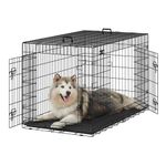 Feandrea Dog Crate Dog Cage, 53 inch Foldable Puppy Pet Cage Puppy Dog Crates Training Cage with 2 Doors, Easy Clean Removable Tray, 136 x 79 x 87 cm, XXXL, Black PPD054B01