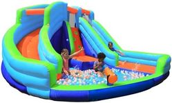 INFLATEFLY Bounce House Kids Inflatable Water Slide with Ball Pit 2 Waterslides Bouncy House Castle Water Park with Blower for Wet or Dry Indoor or Outdoor