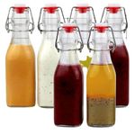 Krivety Swing Top 250ml Clear Glass Beer Bottles For Home Brewing - Beer, Kombucha, Soda, Juice, Fermentation, SQUARE Glass Bottle With Flip Top Cap (Pack of - 6)