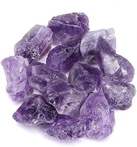 Top Plaza Bulk Amethyst Healing Crystals Rough Stones - Large 1" Natural Raw Stones Crystal for Reiki Healing, Wicca, witchcraft, Tumbling, Cabbing, Fountain Rocks, Decoration, Polishing 0.5lb