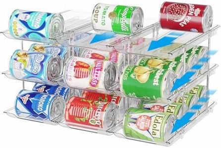 BingoHive Stackable 3 Tiers Can Organizer Pantry, Canned Food Holder for Fridge Holds 36 Cans, Free Combination & Automatic Rolling, Space Saving Storage for Refrigerator Kitchen Pantry, Clear