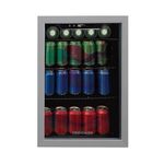 Frigidaire Beverage Fridge Refrigerator with Glass Door, Compact Mini Fridge with Digital Temperature Control Fits 87 Cans or 24 Bottles - 19.29" D x 25" W x 17.51" H, Silver