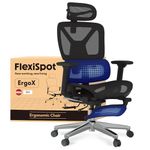 FLEXISPOT ErgoX Ergonomic Office Chair, Desk Chair with Footrest, 3D Headrest, 5D Adjustable Backrest, Breathable Seat, Maximum Load 136 kg, Work Chair, Black