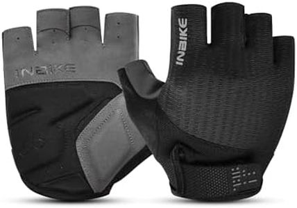 INBIKE Guanti MTB Estivi Guanti Ciclismo Uomo Guanti Bici da Strada Mezza dita Imbottitura Traspirante Antiurto Antiscivolo per Uomo e Donna Nero,L