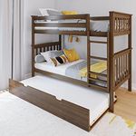 Max & Lily Bunk Bed, Twin-Over-Twin Bed Frame for Kids with Trundle, Walnut