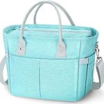 KIPBELIF Cute & Roomy Lunch Box for Women – Adults Large Insulated Lunch Bag with Shoulder Strap, Multi-Pockets, and Water Bottle Holder for Work, Picnic, and Outdoors (Extra Large Size, Aqua Green)