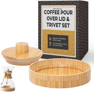 IMPRESA Coffee Pot Cover & Wooden Trivet for Chemex Coffee Maker Carafe Cover & Stand for Chemex Coffee Pour Over Carafe, for Chemex 6 Cup & for Chemex 8 Cup Glass Pour Over Coffee Maker Set
