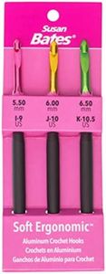 Susan Bates Crochet Hook Set SZ I9-K105, Sizes I9/5.5mm, J10/6mm, and K10.5/6.5mm