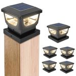GEYUEYA Home Solar Post Lights,Warm White Solar Post Cap Lights Fence Post Lights Pathway Lights for 3x3 4x4 inch Wooden Posts Deck Cap Garden Yard Decoration-6 Packs