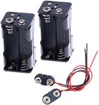 Hilitchi 2set Thicken Battery Holder for 4 x AA with Standard Snap Connector and Hard Plastic Housing T Type Wire