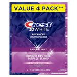 Crest 3D White Advanced Teeth Whitening Toothpaste, Radiant Mint, 4 Count (Pack of 1), 280 mL Total (70 mL each)