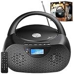 Hernido Portable CD Player, Bluetooth CD Boombox with FM Radio, Remote Contorl, Rechargeable Battery & 2 Stereo Sound Speaker, AUX-in/USB Playback/Headphone Jack (Black)