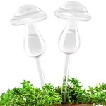 KiKiHome New Plant Waterer Self Watering Globes, Hand Blown Clear Glass Plant Water Bulbs for Indoor & Outdoor (2 Mushrooms)