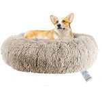 OKPOW Donut Dog Bed,50cm Calming Anti Anxiety Small Dog Beds,Washable Soft Warm Plush Fleece Fluffy Soothing Cat Pet Cushion,Round Orthopedic Relief Improved Sleeping Non Slip Bottom Kitten Bed,