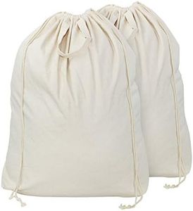 Lote de 2 bolsas para la colada de lona de algodón 100% natural con asas y cierre de cordón, bolsas para la colada con forro para cestas de lavandería