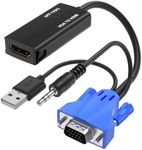 MT-VIKI VGA to HDMI Adapter, 1080P Converter with Audio+USB Power from VGA Computer/Laptop to HDMI TV/Monitor, Male to Female (1 Pack)