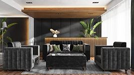 PARTH DESIGNS Upholstery & Velvet 3+1+1 Seater Sofa Without Center Table for & Without Cushions, Living Room & Home Furniture- Dark Grey