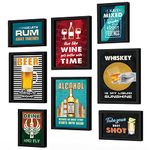 Chaka Chaundh - Set of 8 Alchohol Quotes Framed Posters - Bar, Beer, Vodka, Whiskey & Wine quotes poster with frame for wall - (4 - A3) & (4 - A4)