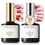 Modelones Gel Top and Base Coat, Gel Nail Polish No Wipe Top Coat Base Coat 10ml LED Soak Off Long-Lasting Gloss Matte and Shiny Finish For Home DIY and Nail Salon (10ml Each - Base + Top Coat)