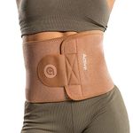 ActiveGear Waist Trainer for Women & Men – Skin Colored Sweat Band Waist Trimmer Belt for a Toned Look - Reinforced Trim and Hook & Loop Closure (Cinnamon, Large: 9” x 46”)